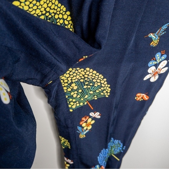 LOFT Womens Blue Floral and Bird Print Sleeveless Jumpsuit Size 00P Lightweight - Picture 6 of 13